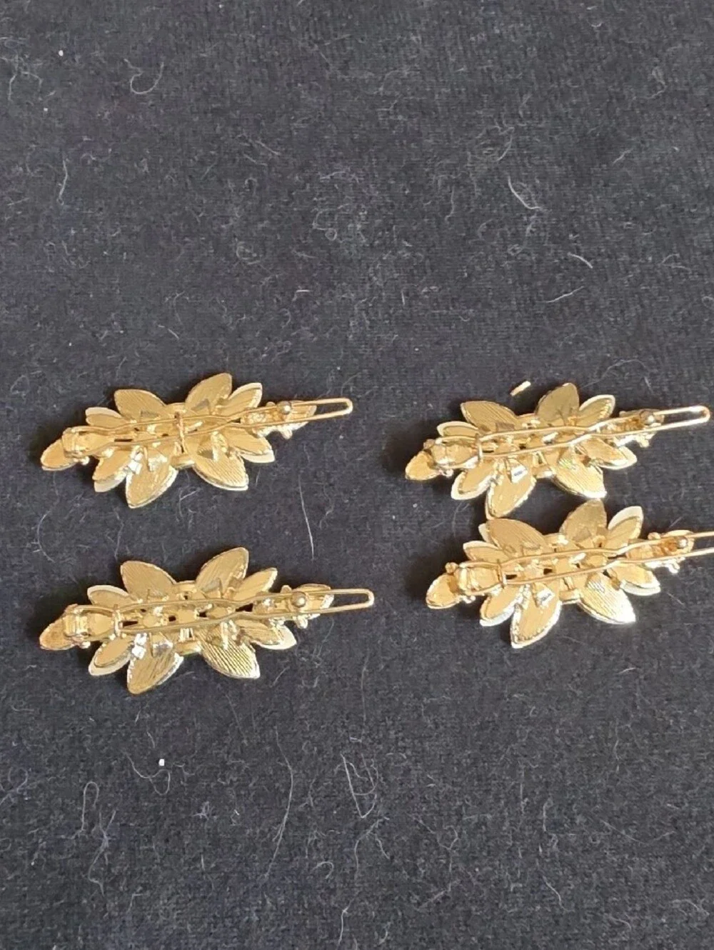 Crystal Floral Hair Clips - Gold Tone (Set of 4)